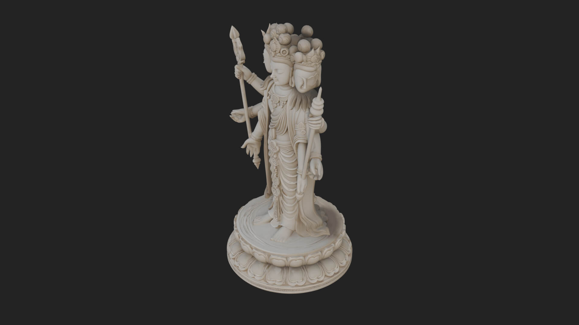 Standing Bodhisattva Statue Design 13 3D Print Model 3D Model
