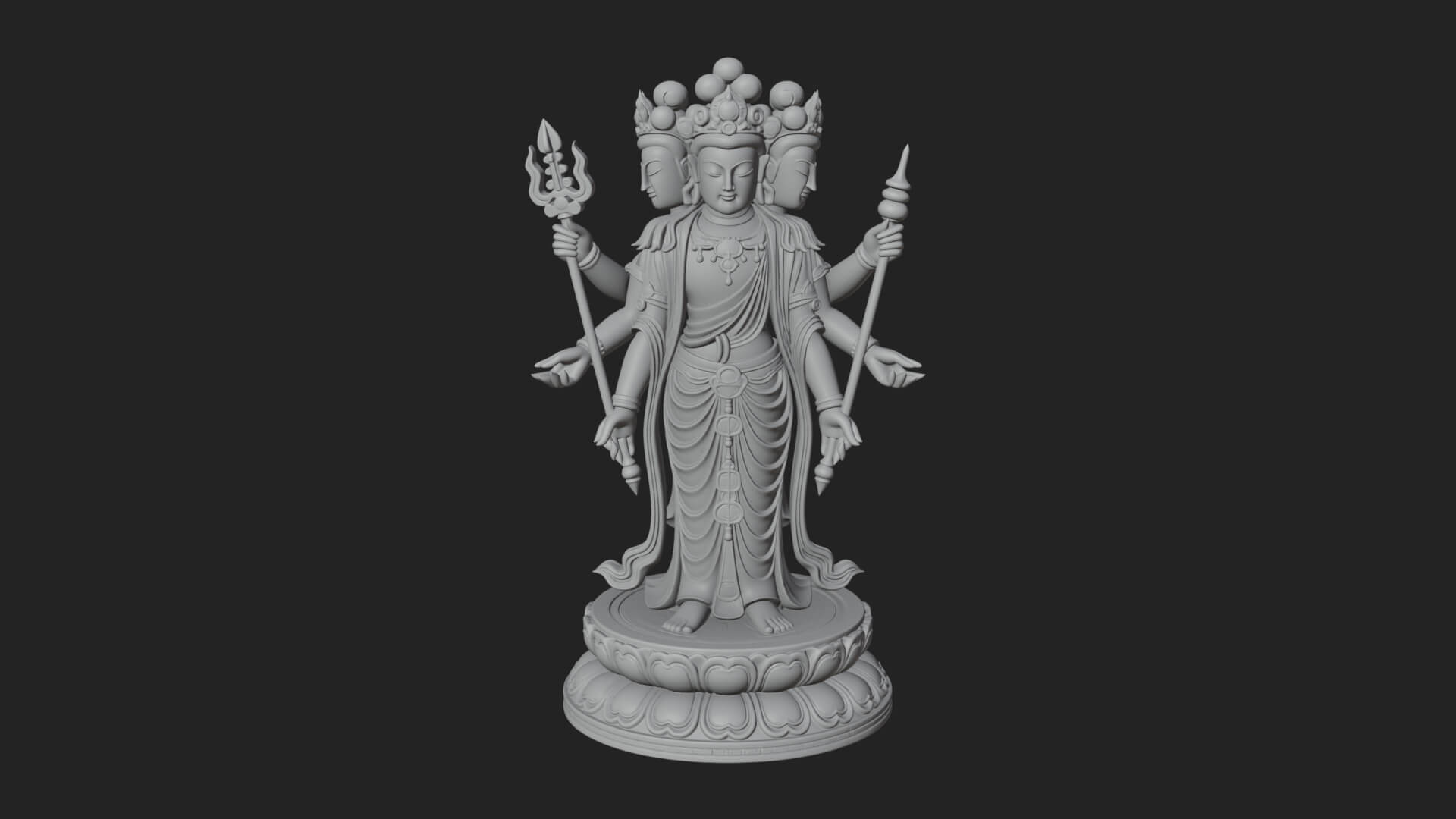 Standing Bodhisattva Statue Design 13 3D Print Model 3D Model