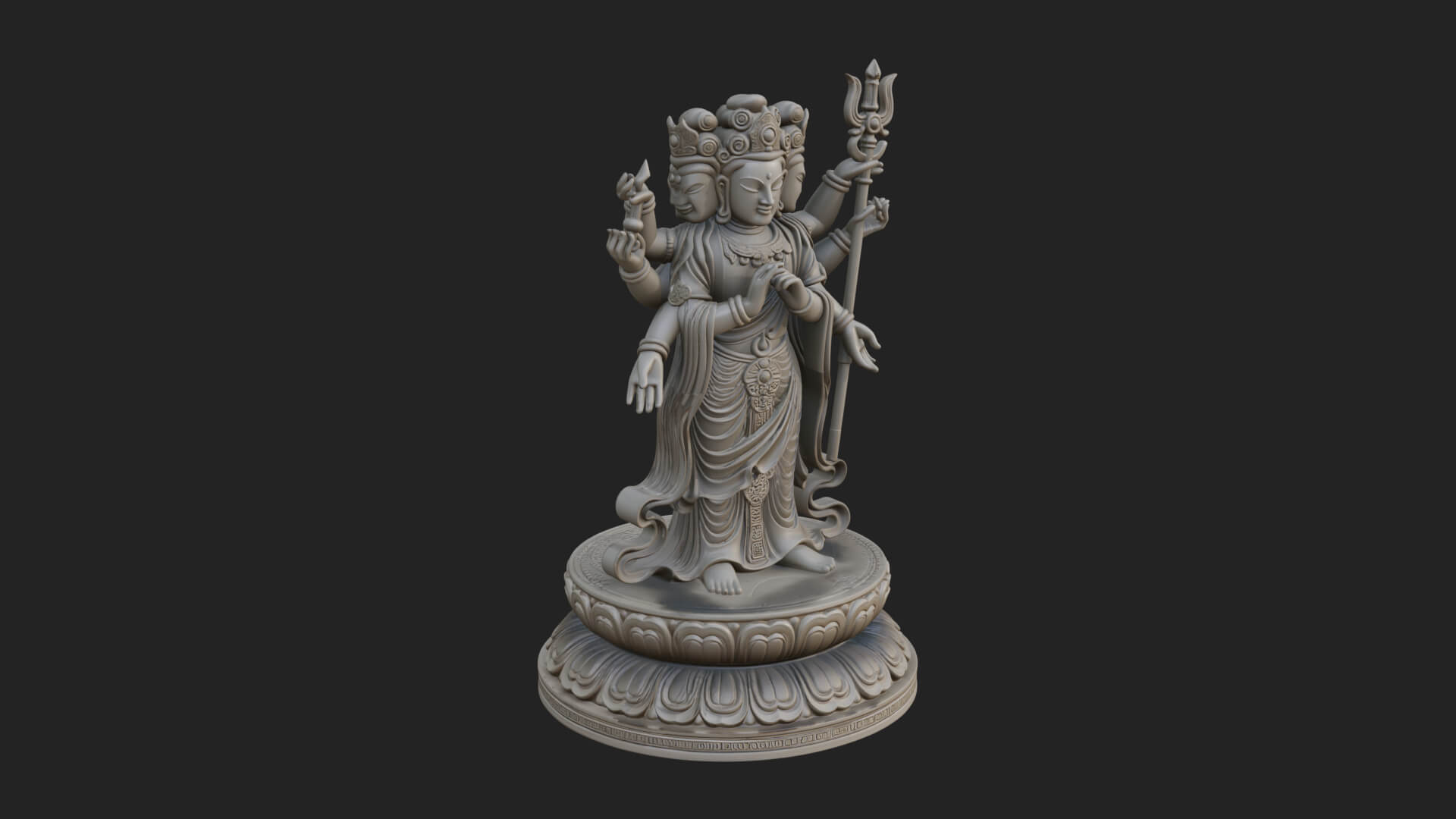 Standing Bodhisattva Statue Design 14 3D Print Model 3D Model