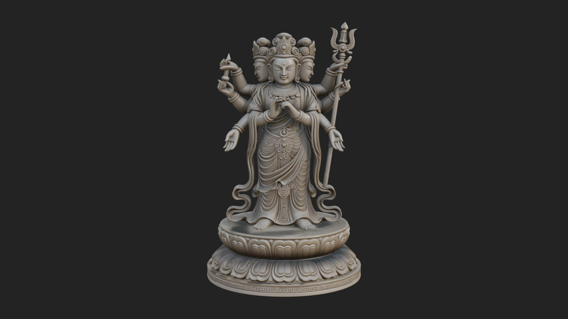 Standing Bodhisattva Statue Design 14 3D Print Model 3D Model