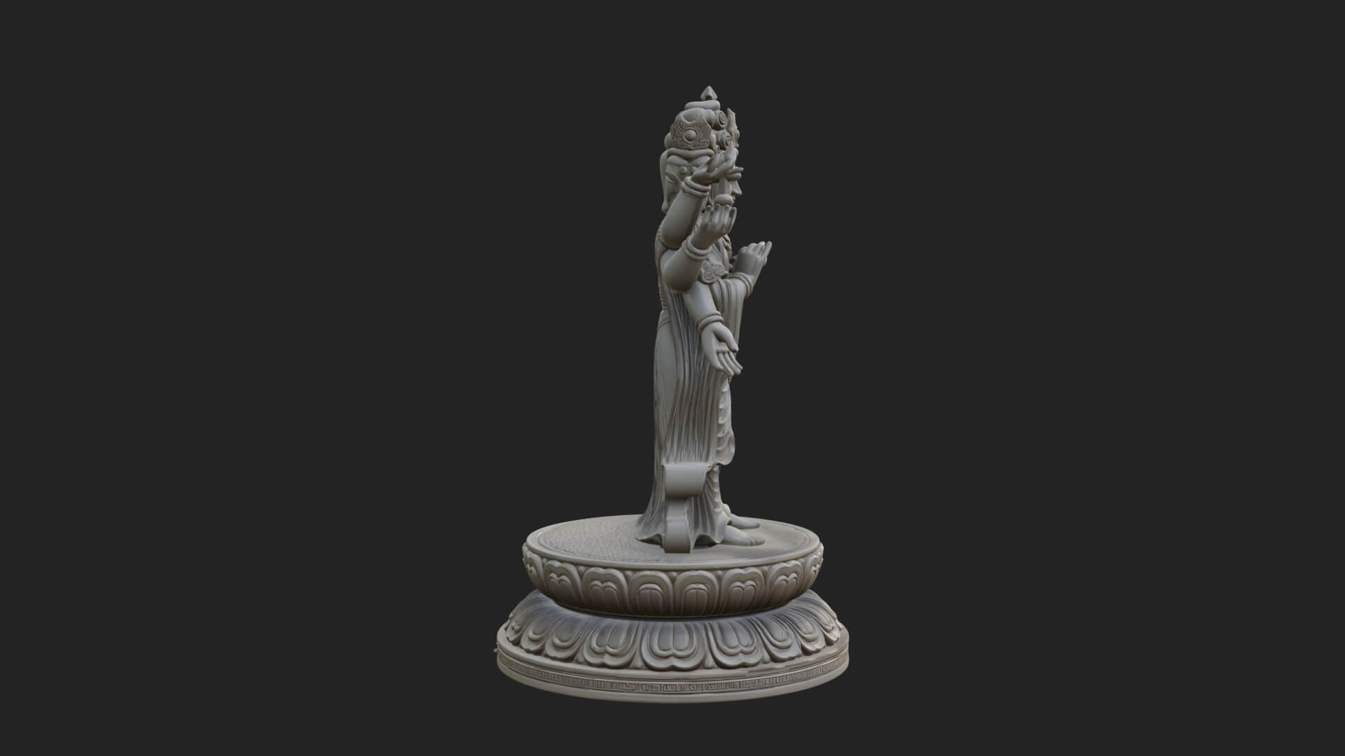 Standing Bodhisattva Statue Design 14 3D Print Model 3D Model