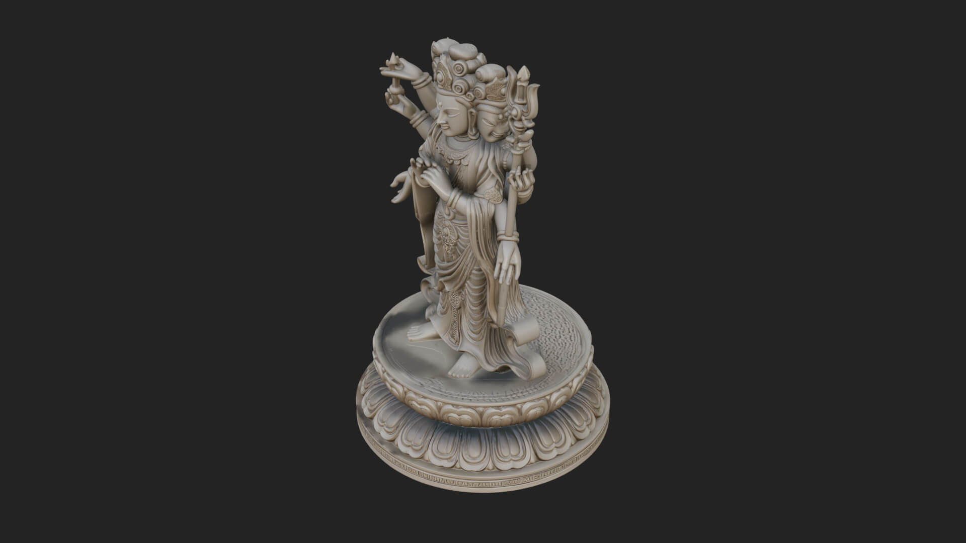 Standing Bodhisattva Statue Design 14 3D Print Model 3D Model