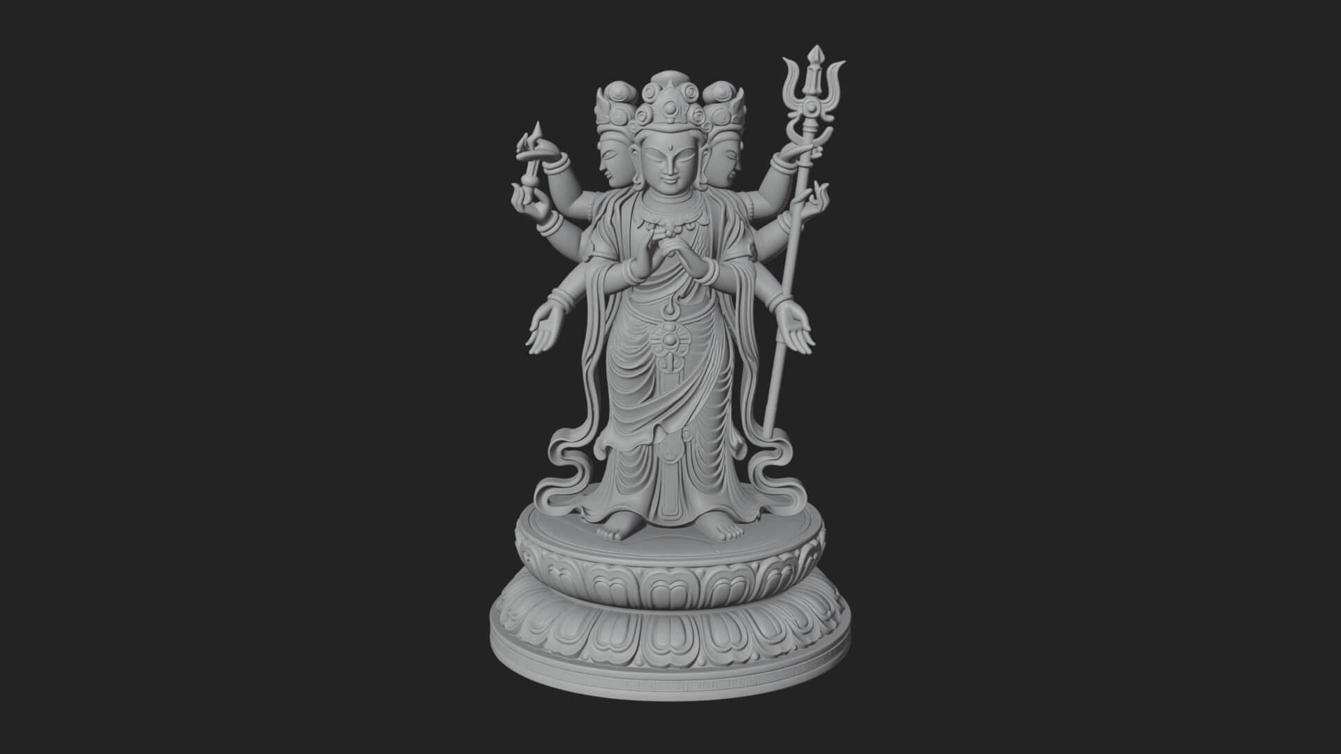 Standing Bodhisattva Statue Design 14 3D Print Model 3D Model