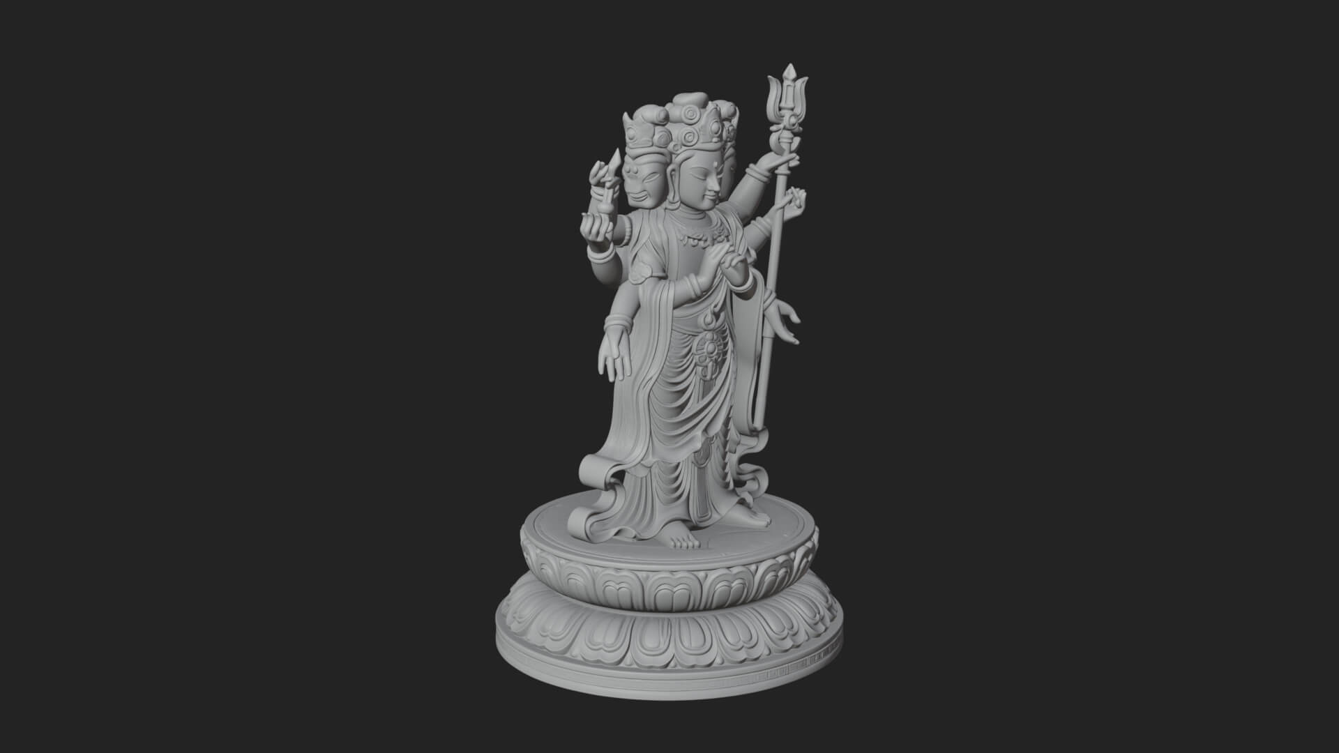 Standing Bodhisattva Statue Design 14 3D Print Model 3D Model