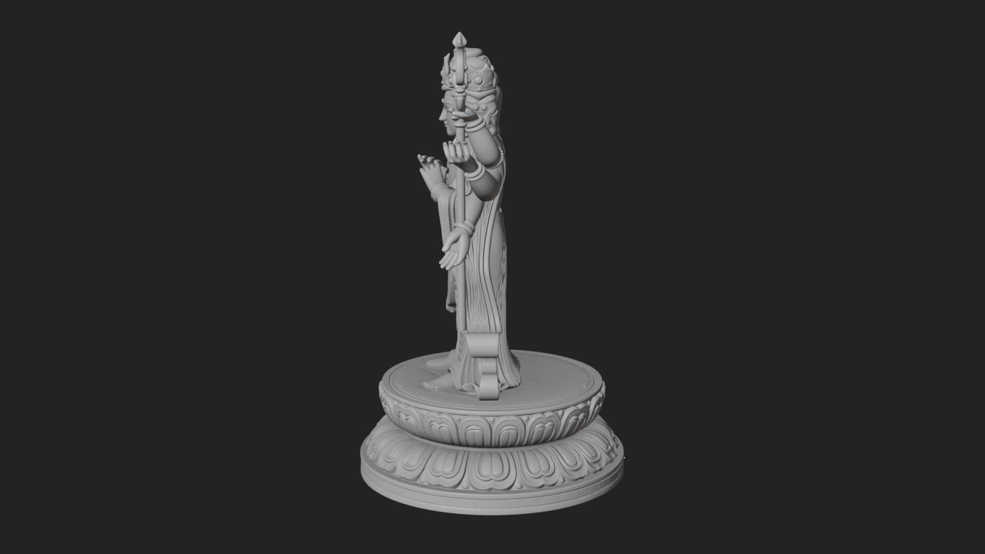 Standing Bodhisattva Statue Design 14 3D Print Model 3D Model