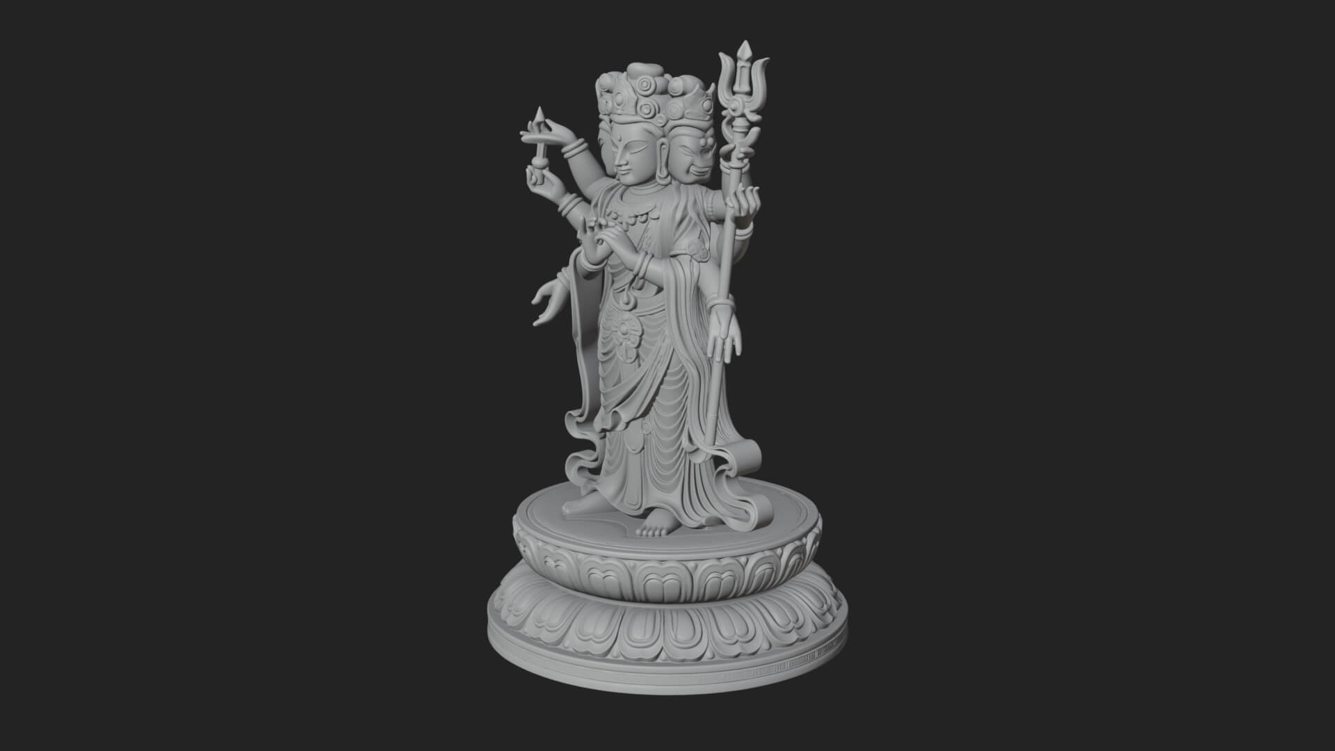 Standing Bodhisattva Statue Design 14 3D Print Model 3D Model