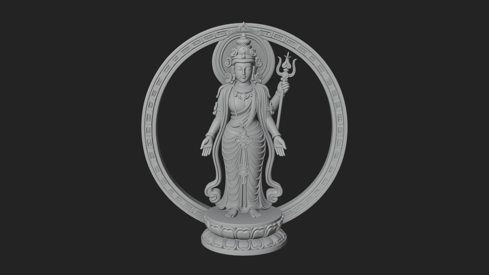 Standing Bodhisattva Statue Design 2 3D Print Model 3D Model