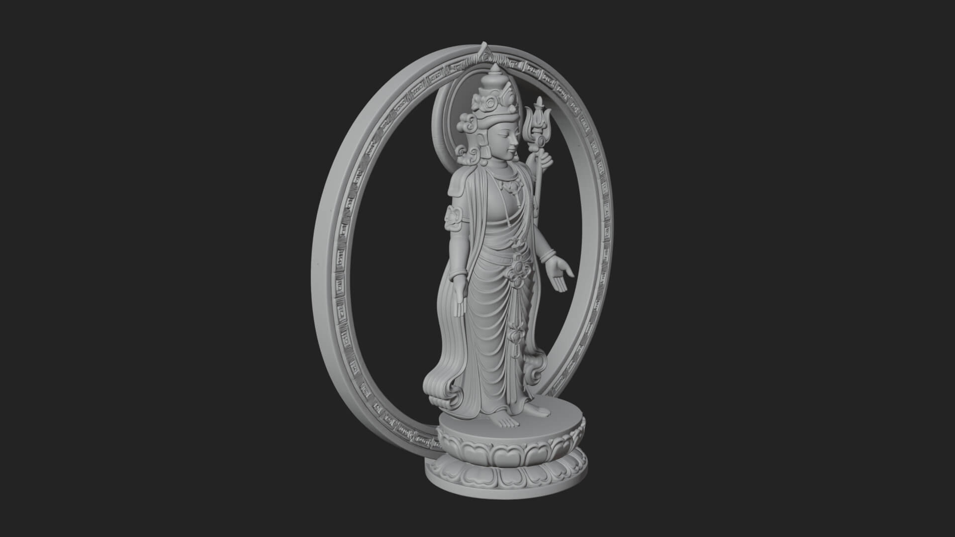 Standing Bodhisattva Statue Design 2 3D Print Model 3D Model