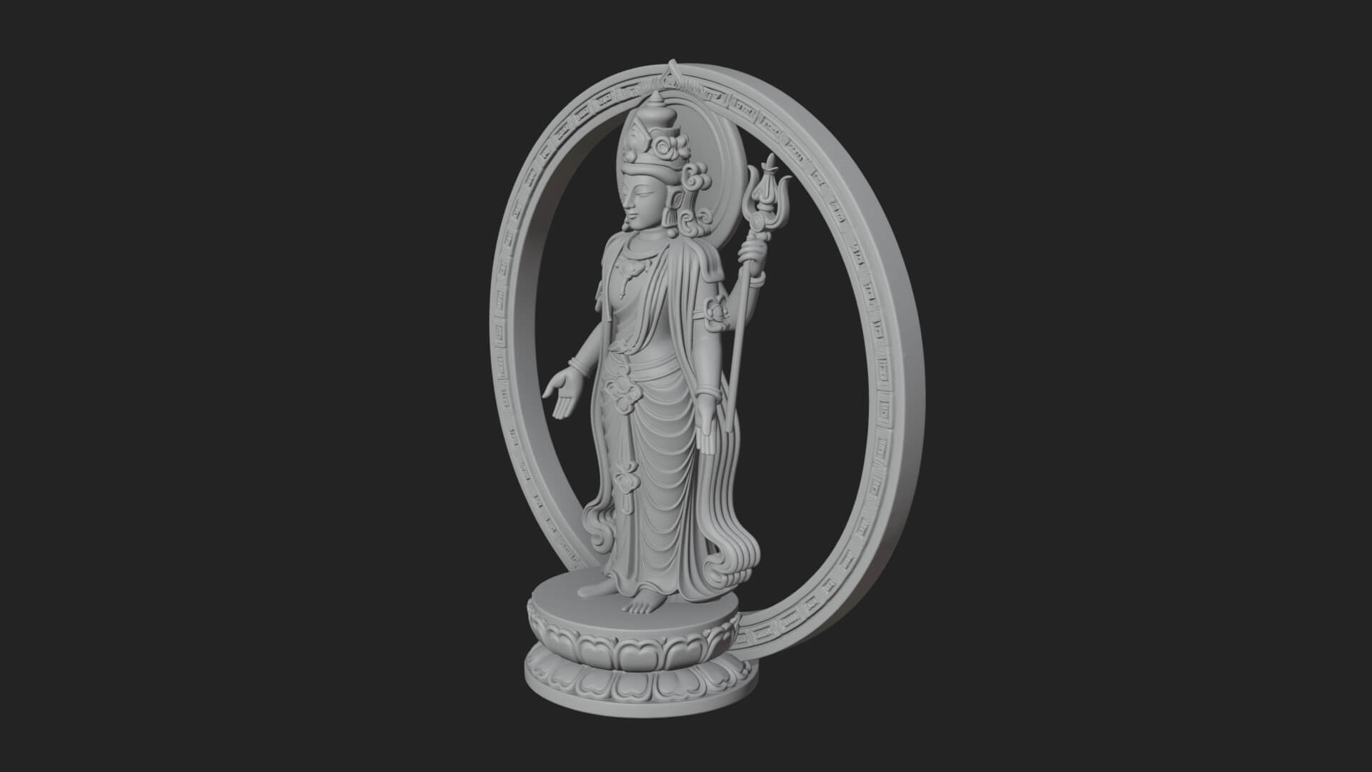 Standing Bodhisattva Statue Design 2 3D Print Model 3D Model