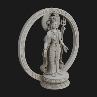 Standing Bodhisattva Statue Design 2 3D Print Model