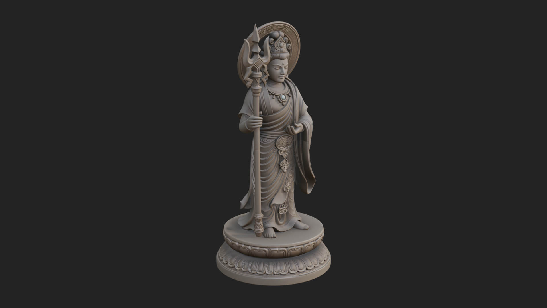 Standing Bodhisattva Statue Design 3 3D Print Model 3D Model