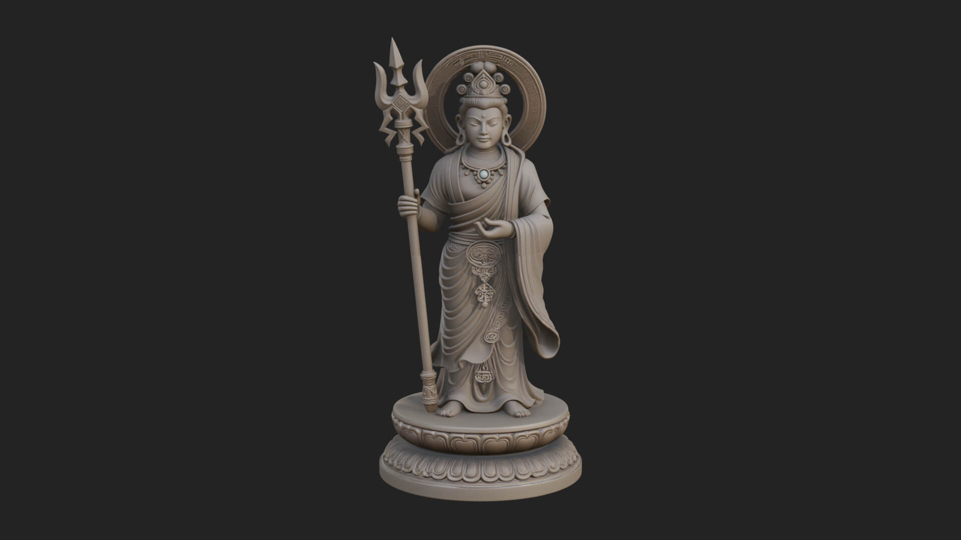 Standing Bodhisattva Statue Design 3 3D Print Model 3D Model