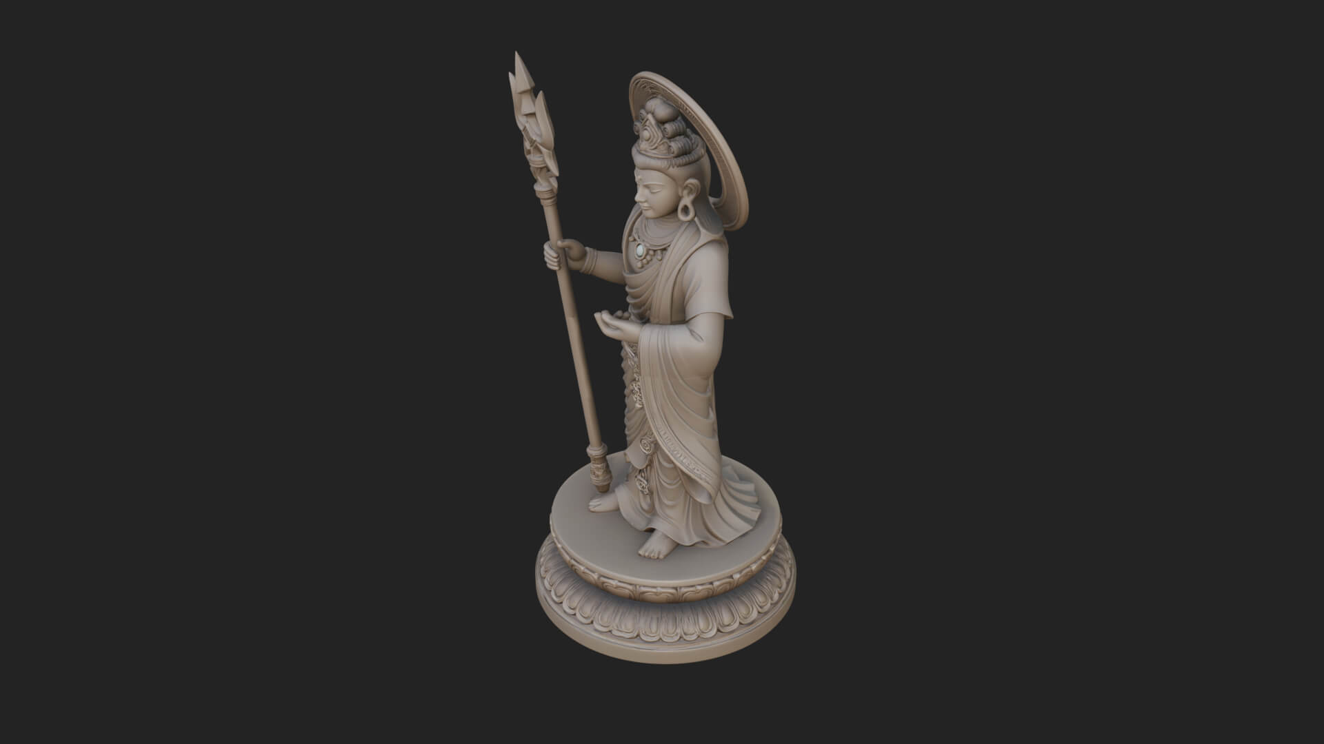 Standing Bodhisattva Statue Design 3 3D Print Model 3D Model
