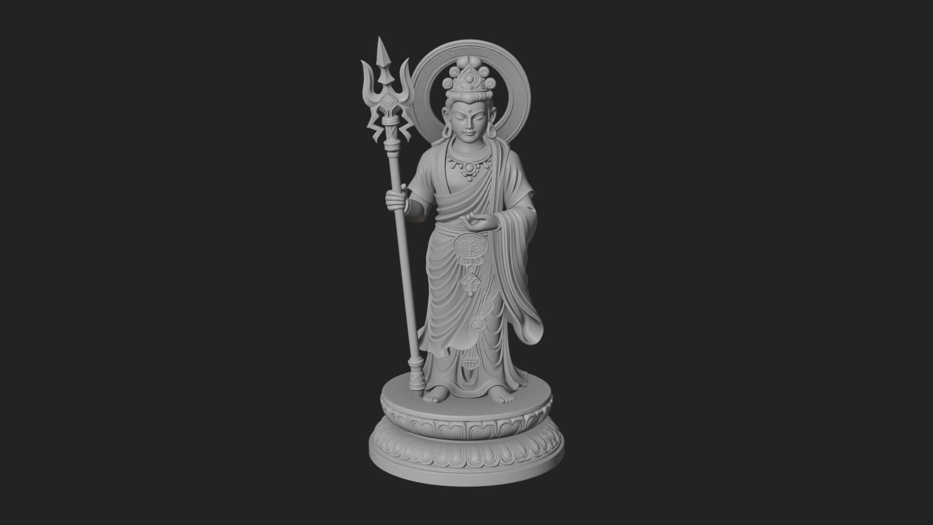 Standing Bodhisattva Statue Design 3 3D Print Model 3D Model