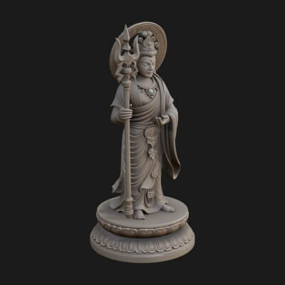 Standing Bodhisattva Statue Design 3 3D Print Model