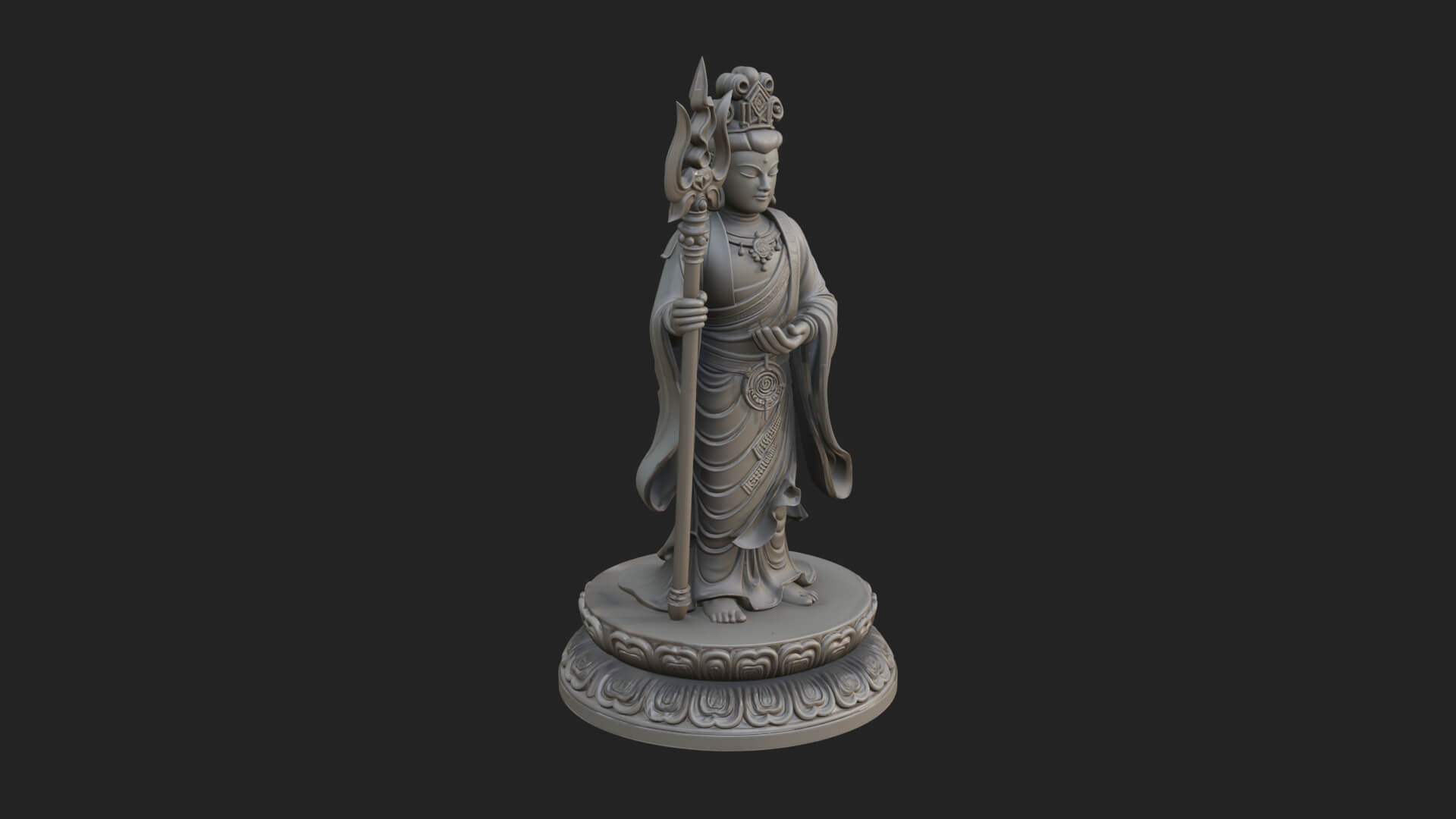Standing Bodhisattva Statue Design 4 3D Print Model 3D Model