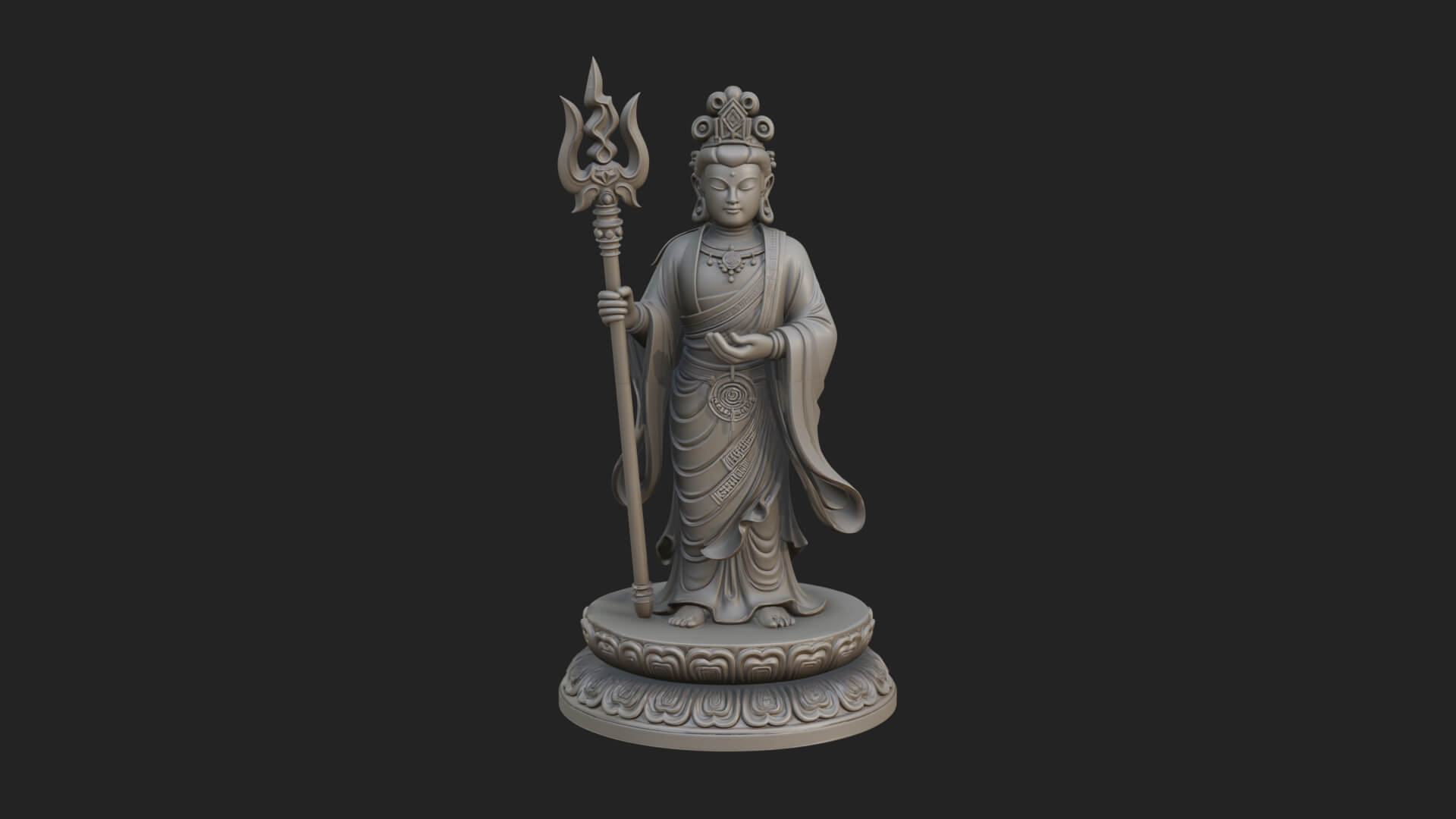 Standing Bodhisattva Statue Design 4 3D Print Model 3D Model