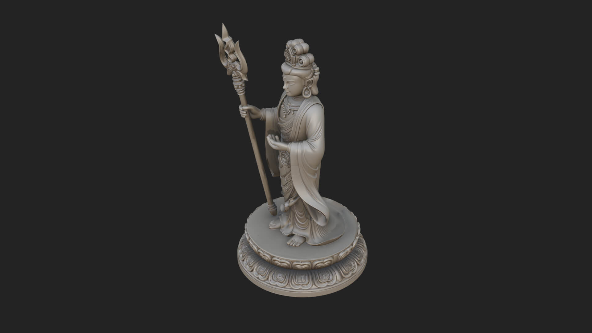 Standing Bodhisattva Statue Design 4 3D Print Model 3D Model