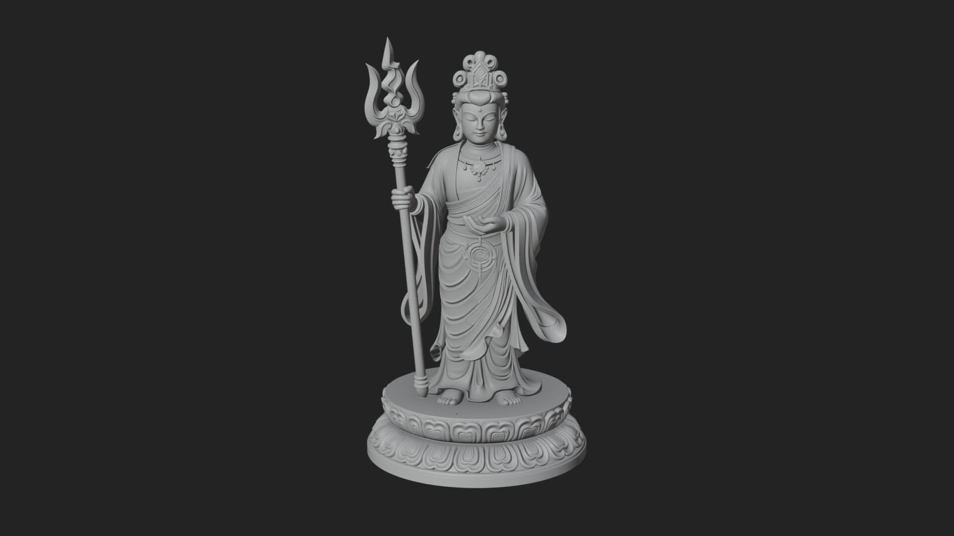 Standing Bodhisattva Statue Design 4 3D Print Model 3D Model