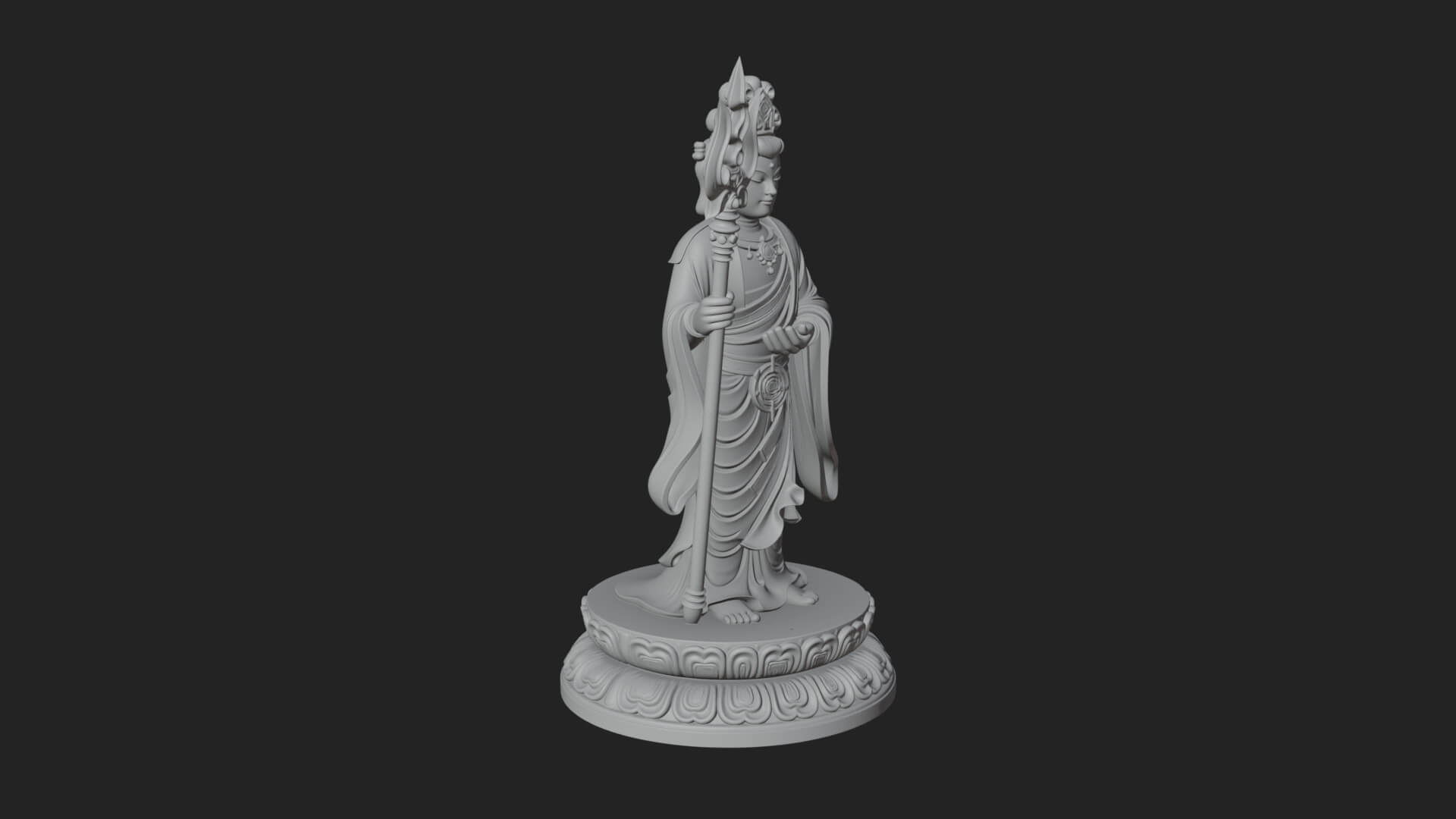 Standing Bodhisattva Statue Design 4 3D Print Model 3D Model