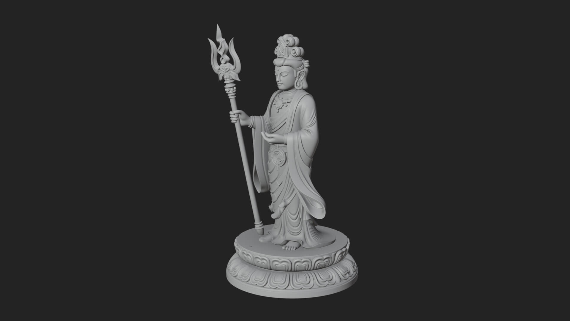Standing Bodhisattva Statue Design 4 3D Print Model 3D Model