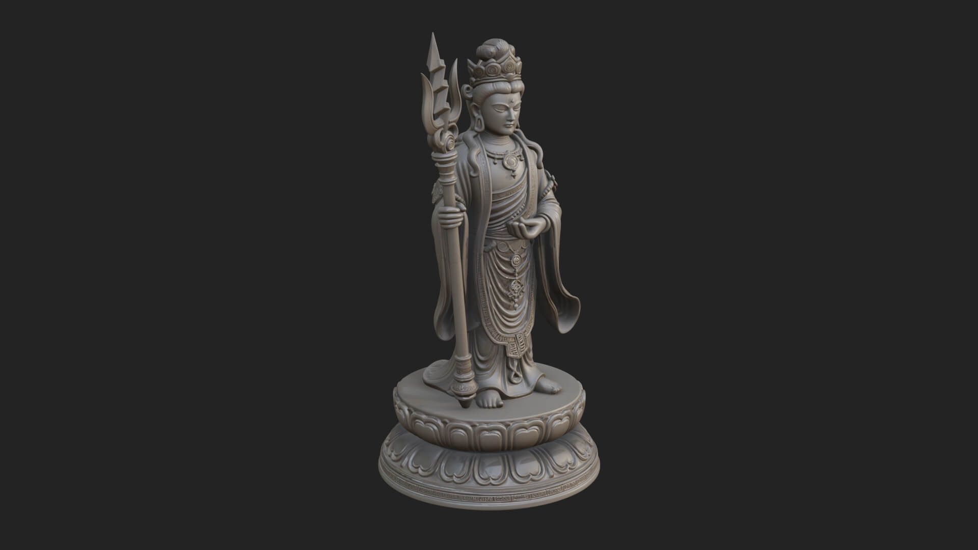 Standing Bodhisattva Statue Design 5 3D Print Model 3D Model