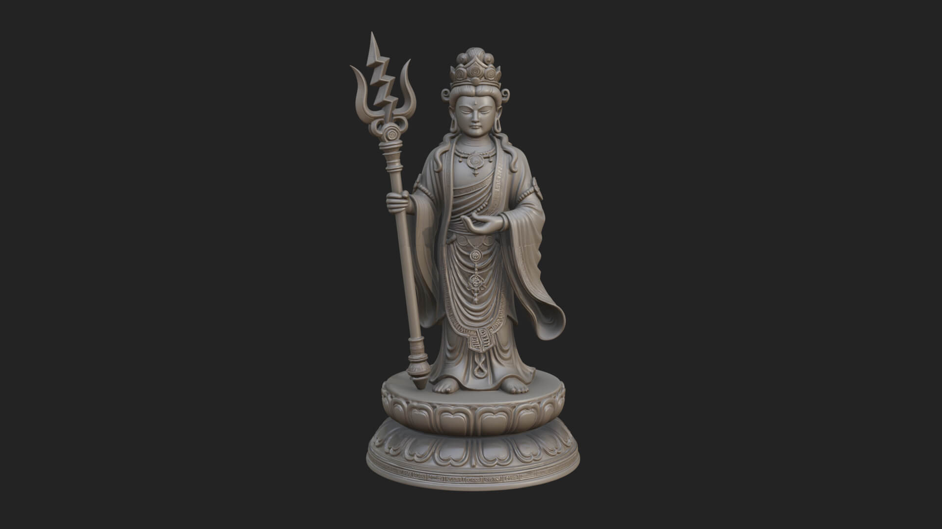 Standing Bodhisattva Statue Design 5 3D Print Model 3D Model