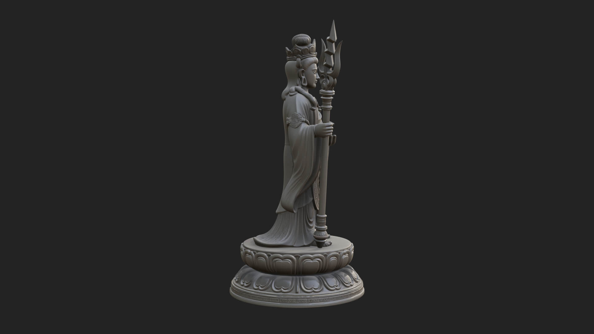 Standing Bodhisattva Statue Design 5 3D Print Model 3D Model