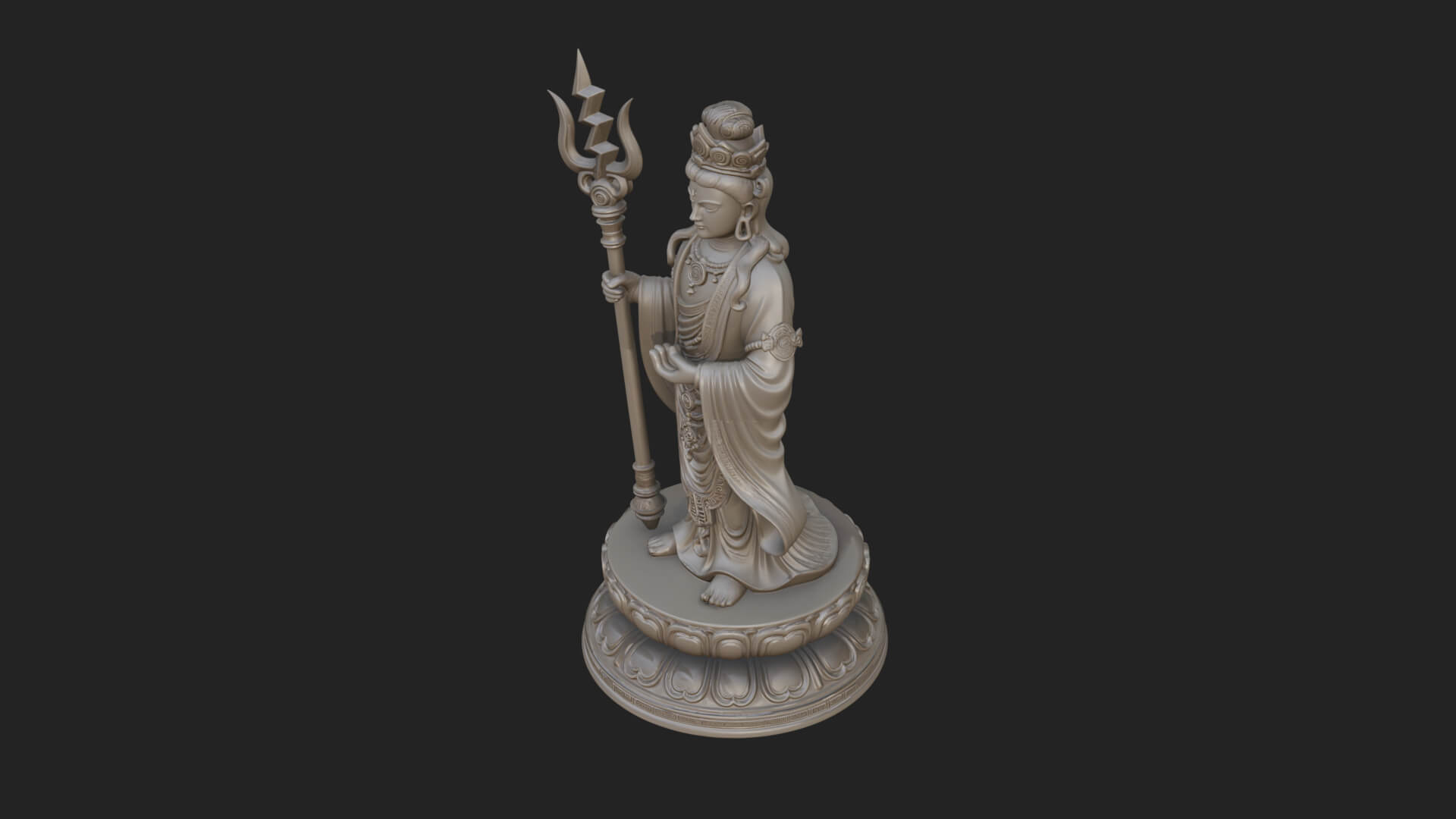 Standing Bodhisattva Statue Design 5 3D Print Model 3D Model
