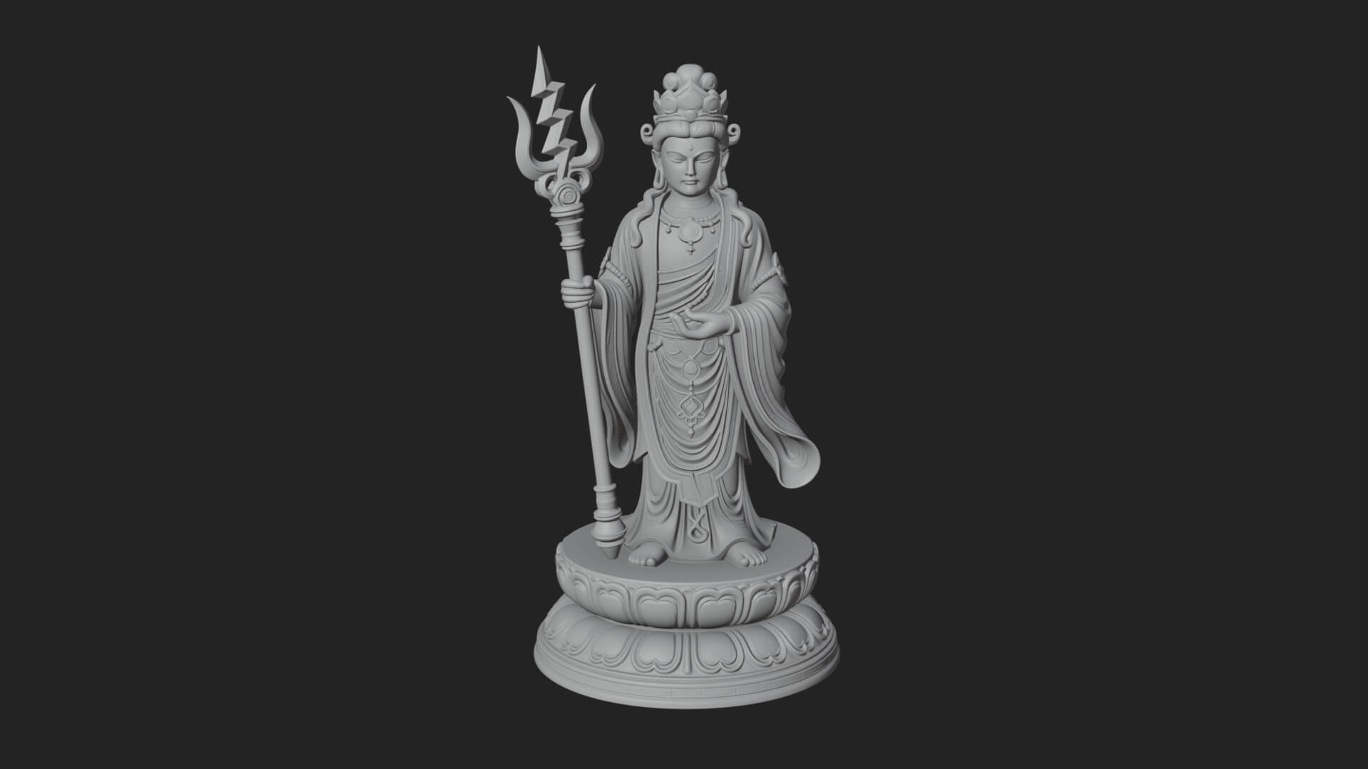 Standing Bodhisattva Statue Design 5 3D Print Model 3D Model