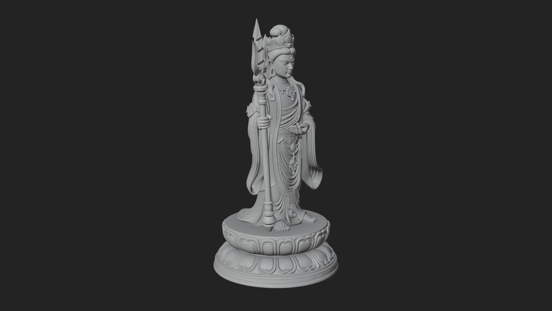 Standing Bodhisattva Statue Design 5 3D Print Model 3D Model