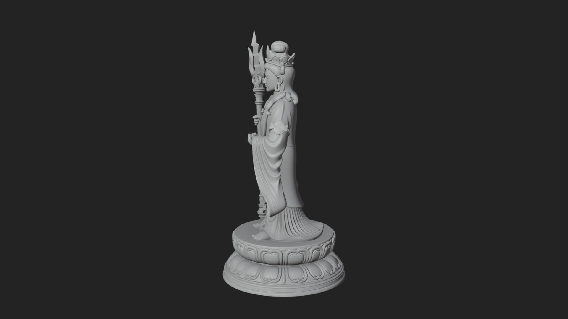 Standing Bodhisattva Statue Design 5 3D Print Model 3D Model