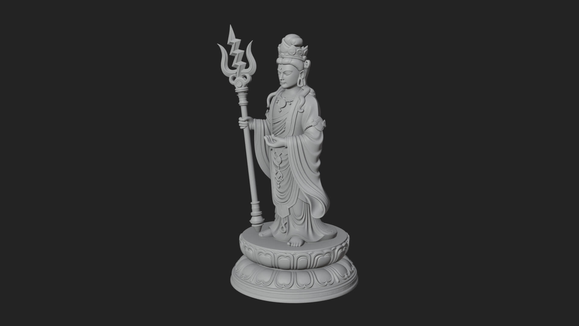 Standing Bodhisattva Statue Design 5 3D Print Model 3D Model