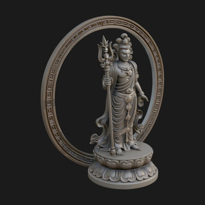 Standing Bodhisattva Statue Design 6 3D Print Model