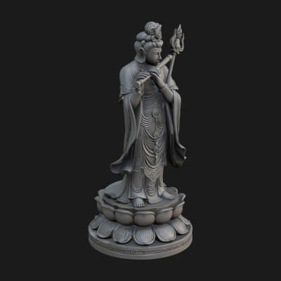 Standing Bodhisattva Statue Design 9 3D Print Model