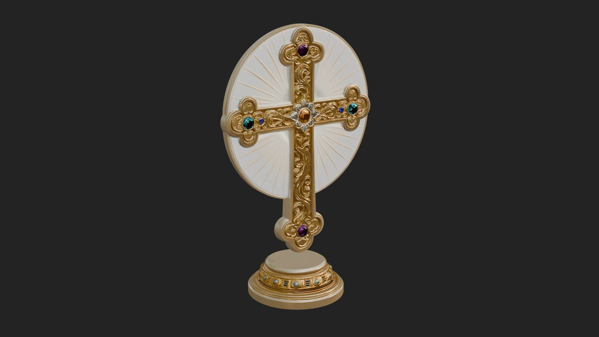 Standing Gem Cross Model Design 1 3D Print Model 3D Model