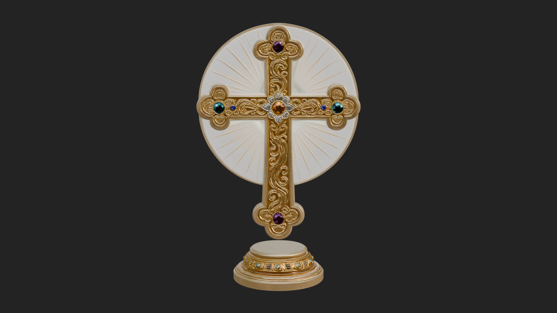 Standing Gem Cross Model Design 1 3D Print Model 3D Model