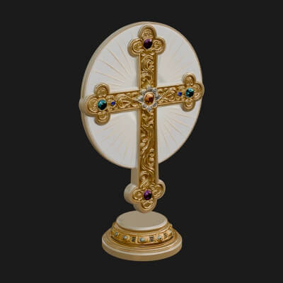 Standing Gem Cross Model Design 1 3D Print Model