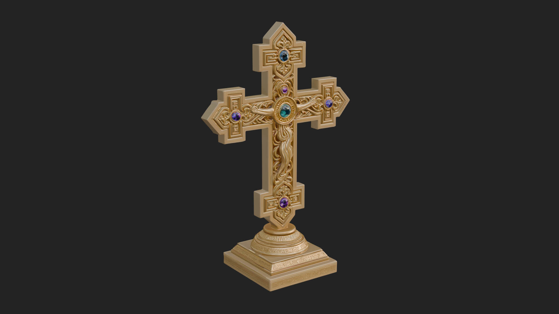 Standing Gem Cross Model Design 10 3D Print Model 3D Model