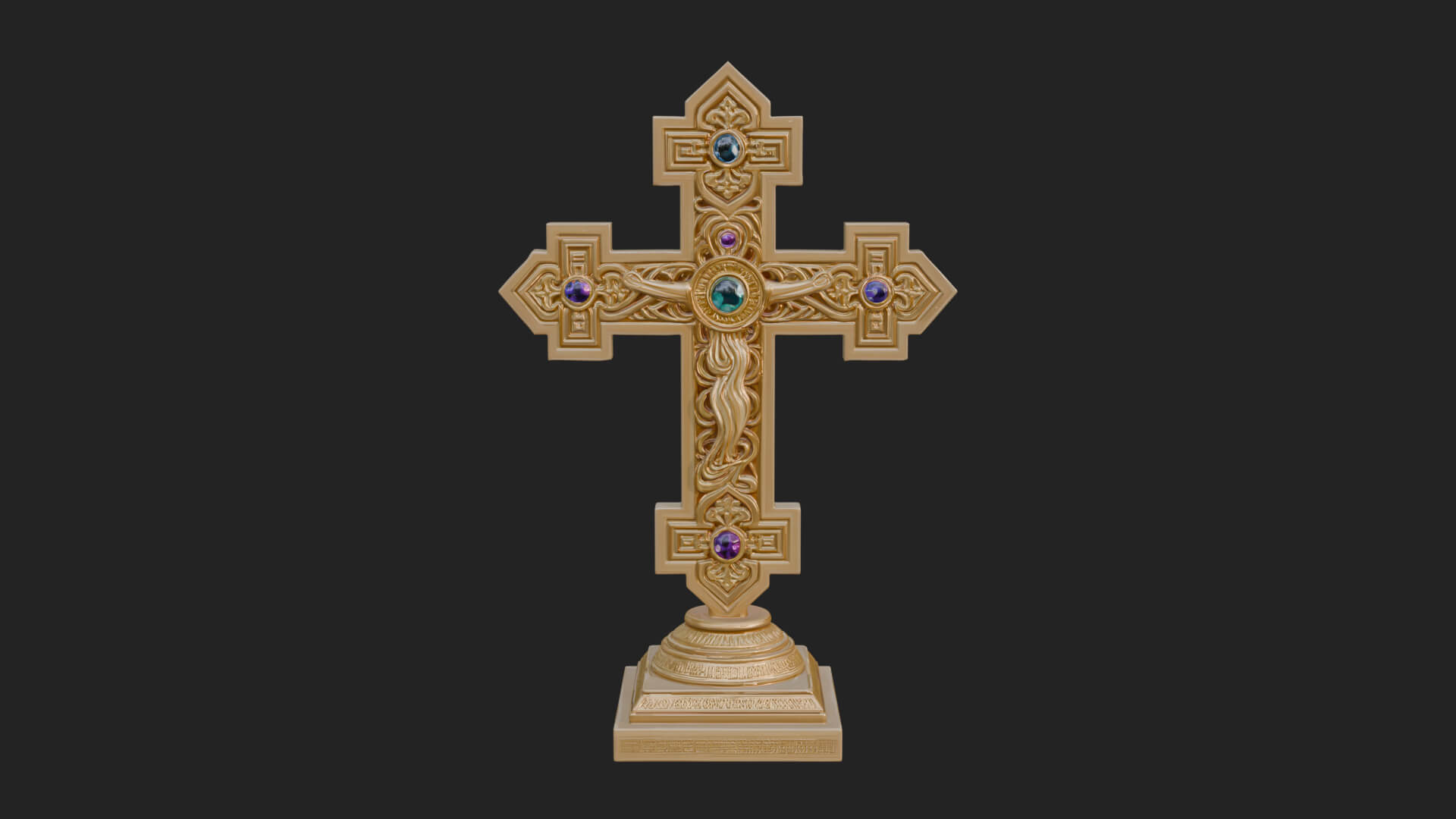 Standing Gem Cross Model Design 10 3D Print Model 3D Model
