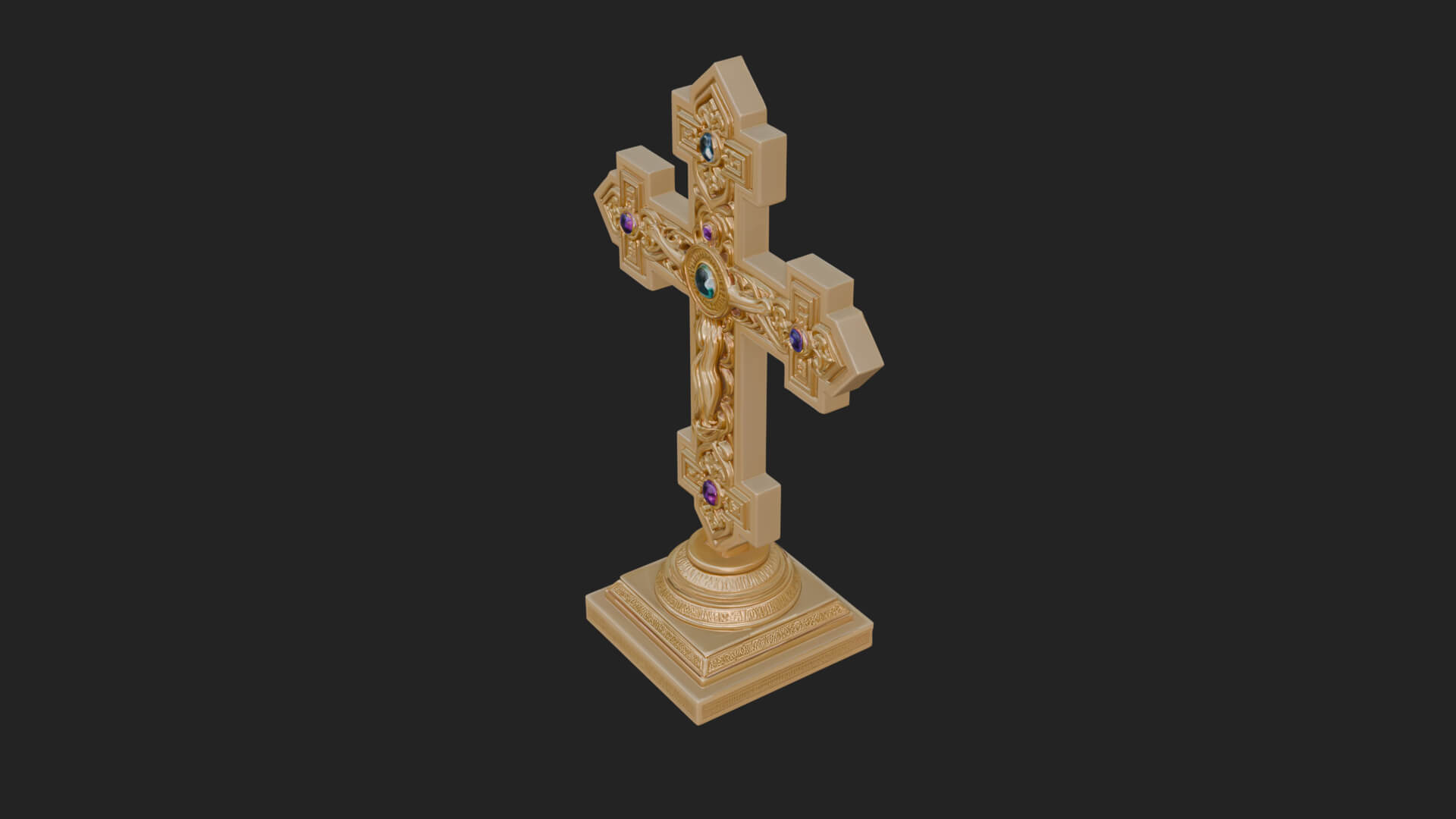 Standing Gem Cross Model Design 10 3D Print Model 3D Model