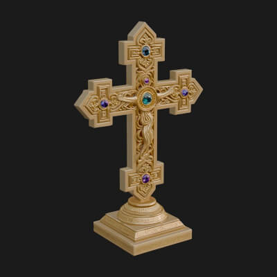 Standing Gem Cross Model Design 10 3D Print Model