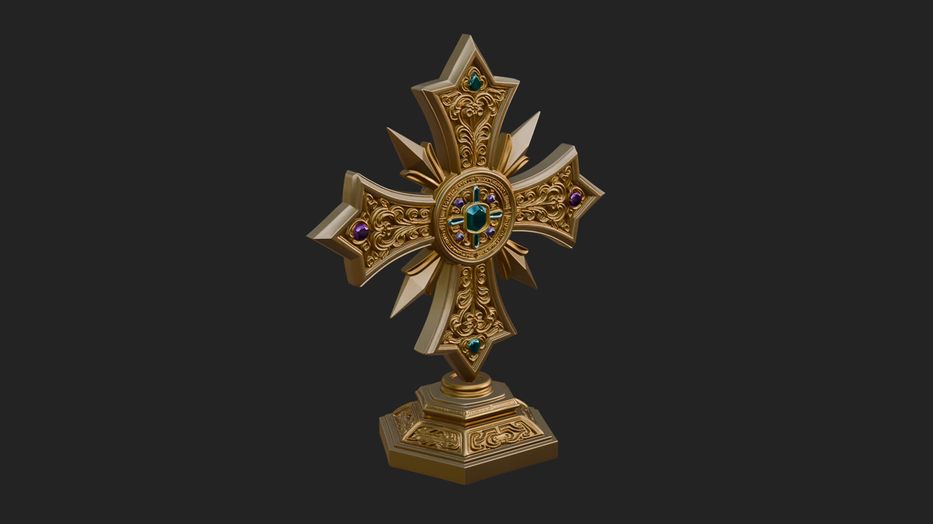 Standing Gem Cross Model Design 11 3D Print Model 3D Model