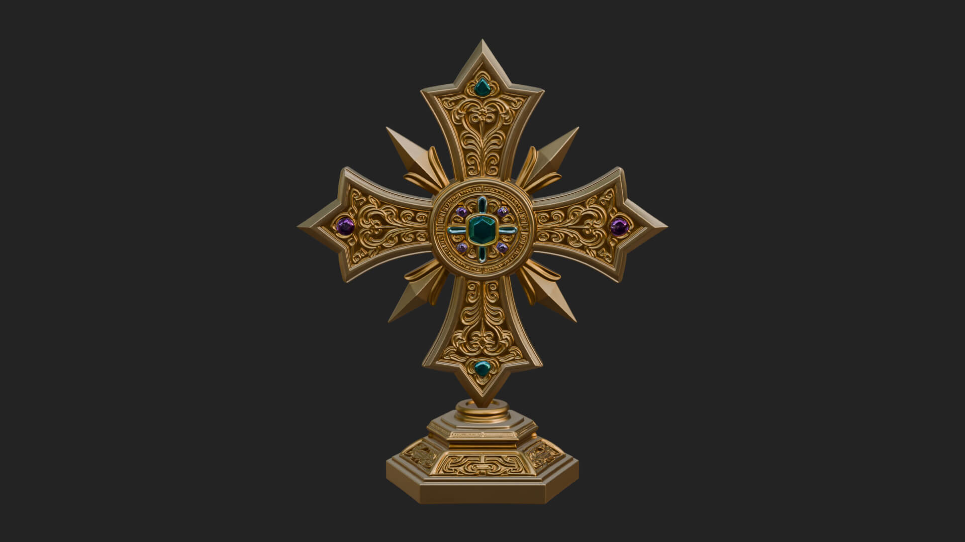 Standing Gem Cross Model Design 11 3D Print Model 3D Model