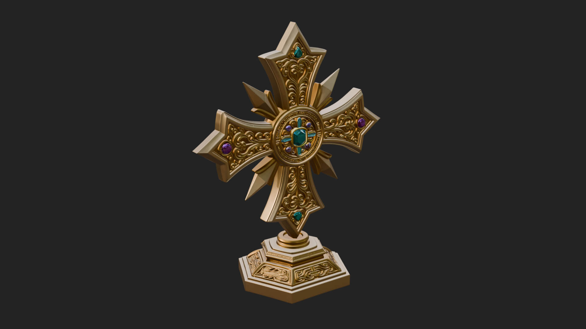 Standing Gem Cross Model Design 11 3D Print Model 3D Model