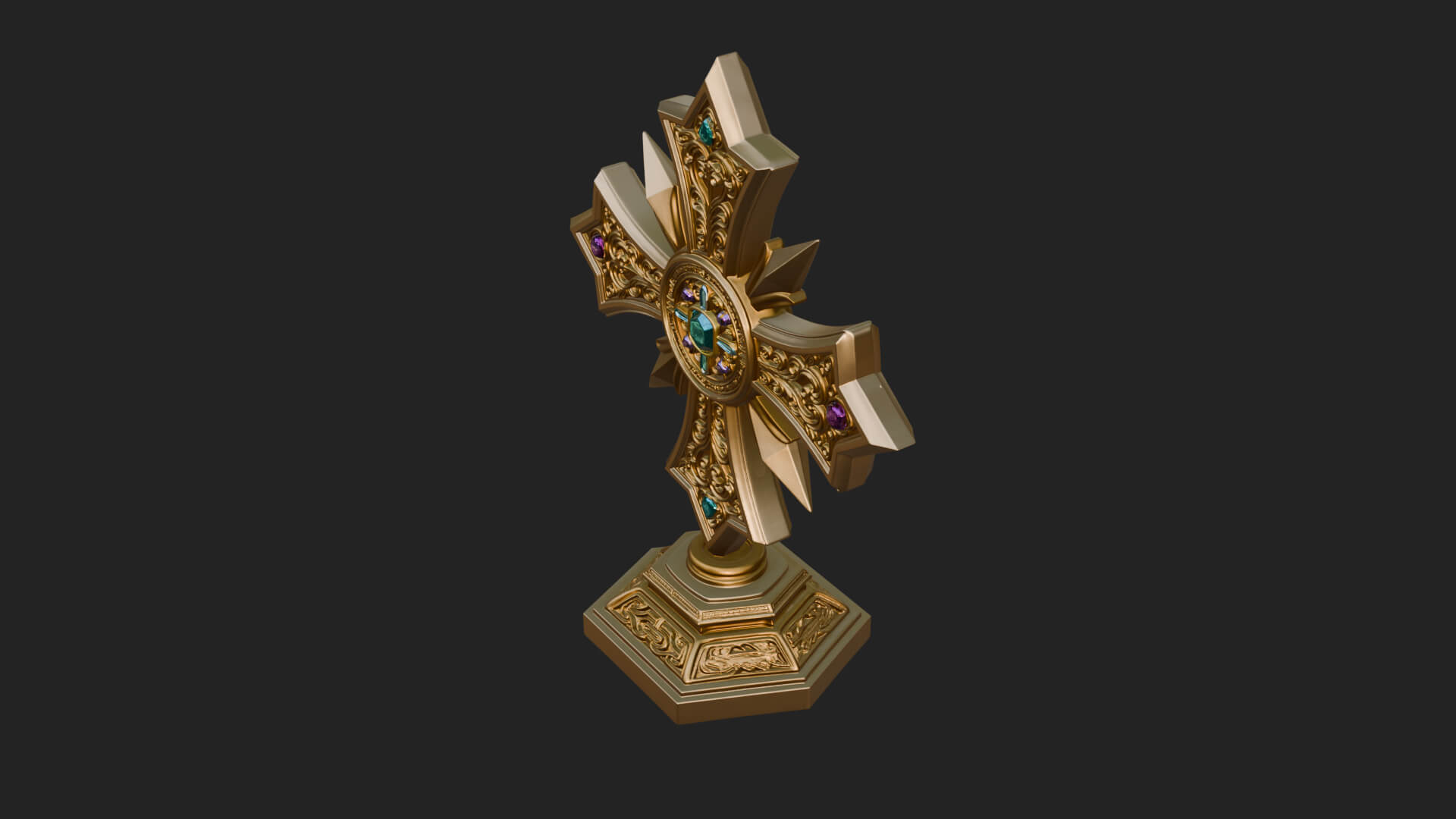 Standing Gem Cross Model Design 11 3D Print Model 3D Model