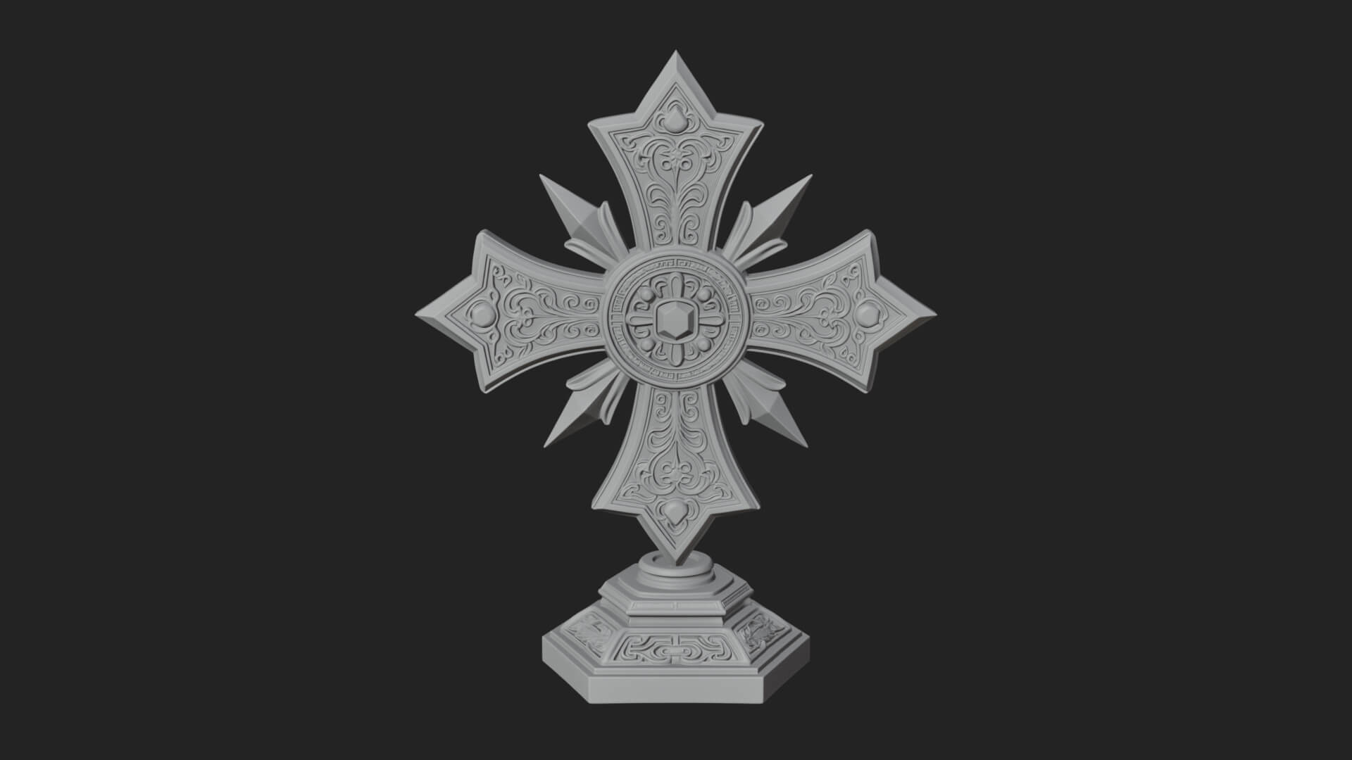 Standing Gem Cross Model Design 11 3D Print Model 3D Model