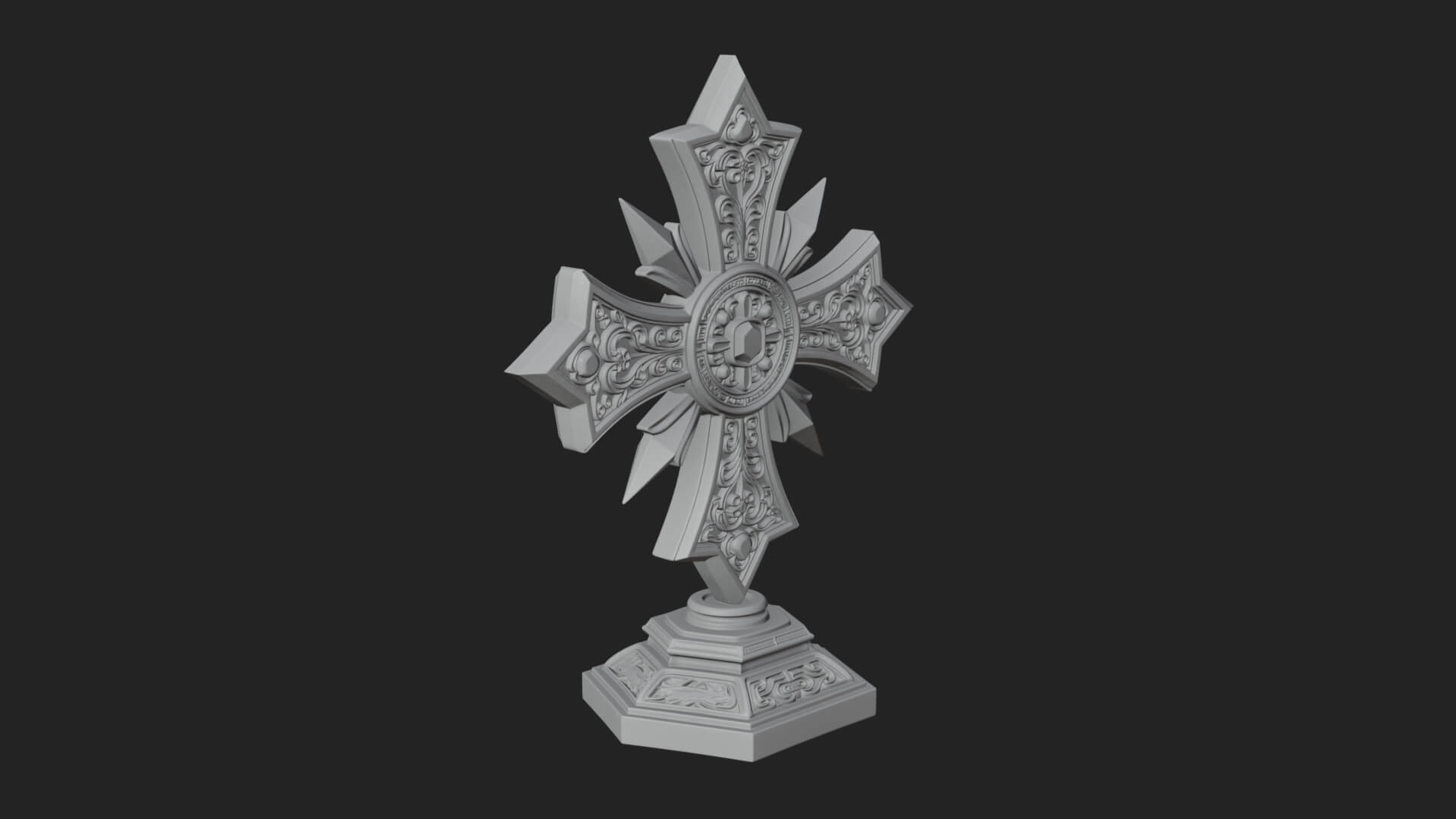 Standing Gem Cross Model Design 11 3D Print Model 3D Model