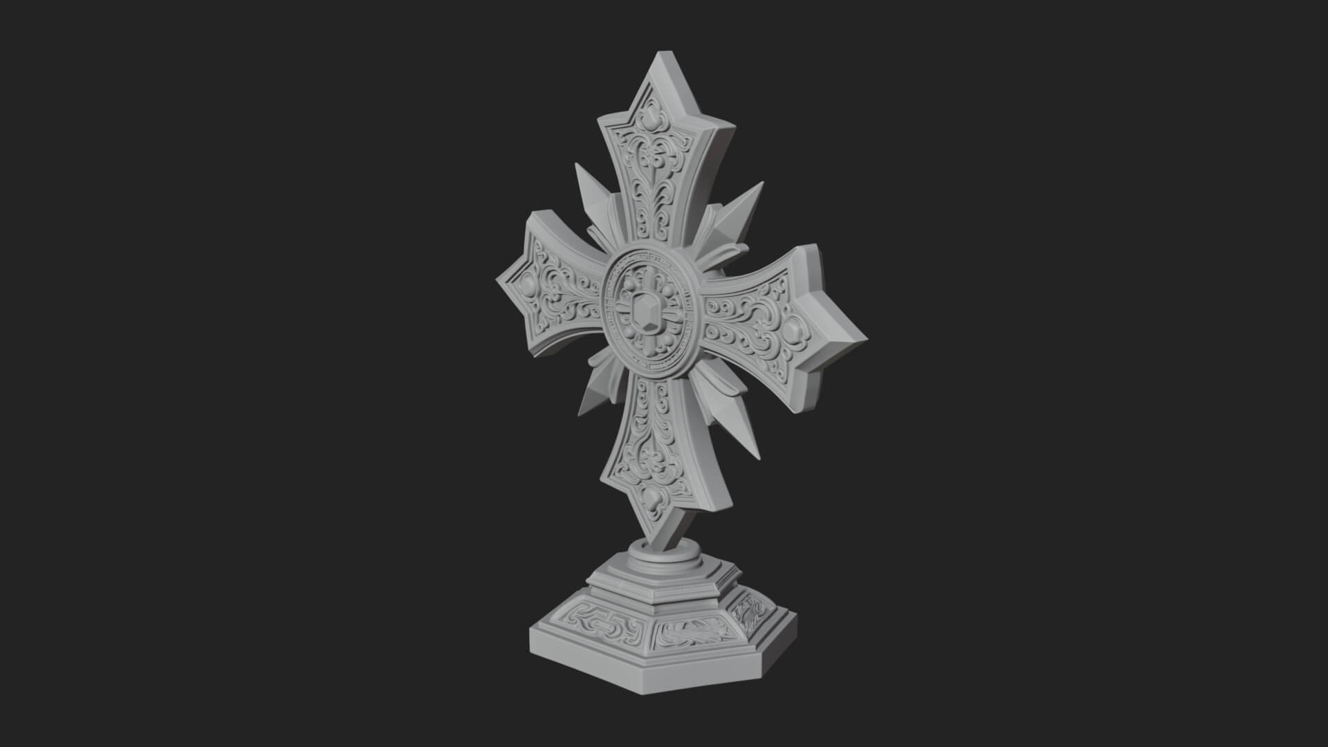 Standing Gem Cross Model Design 11 3D Print Model 3D Model