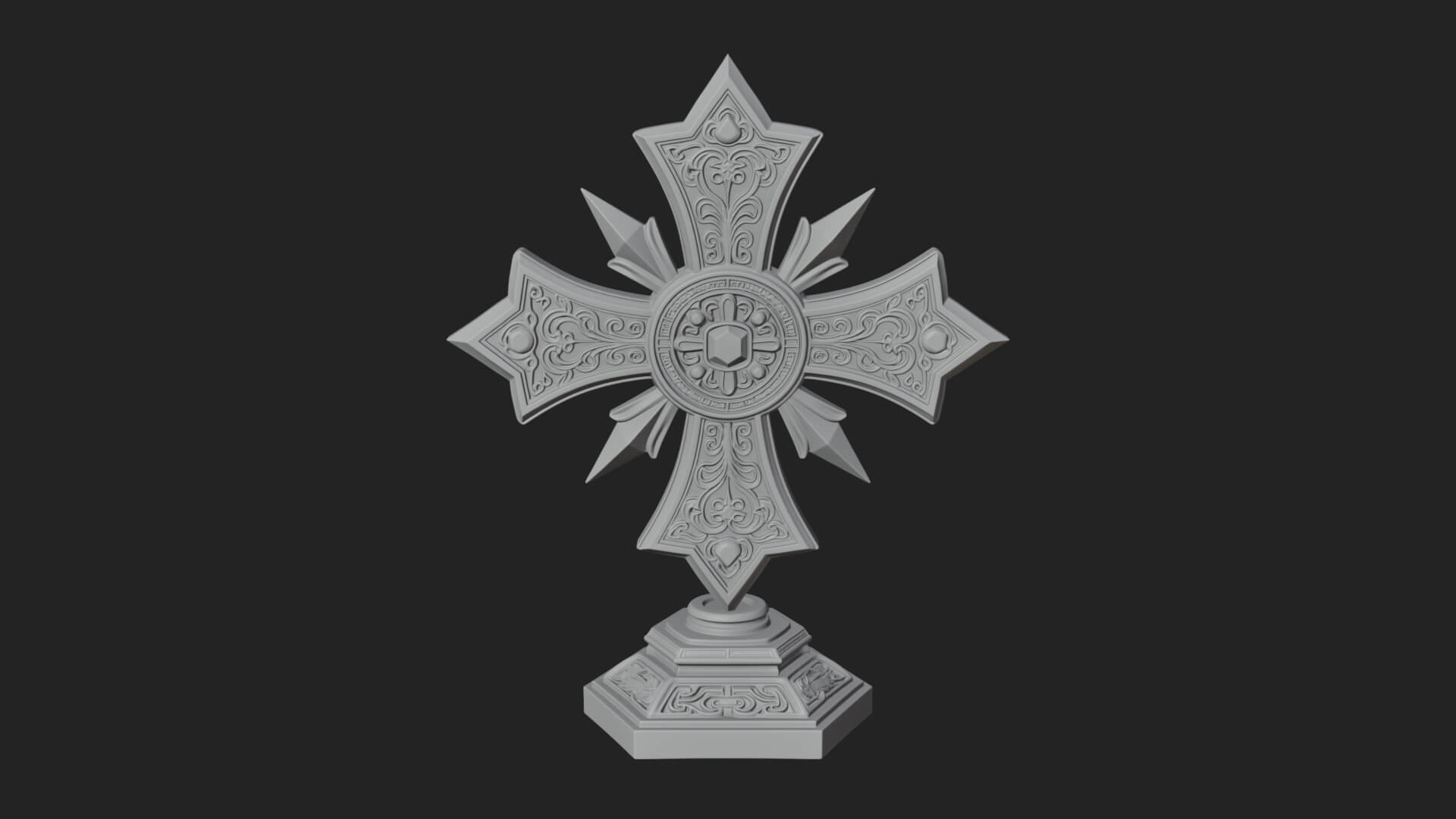 Standing Gem Cross Model Design 11 3D Print Model 3D Model